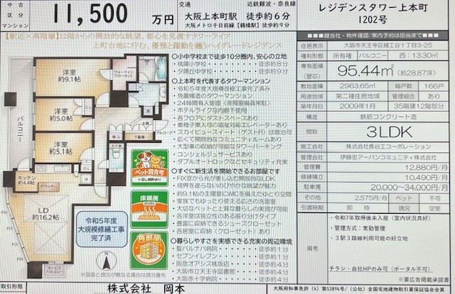 ★新着物件　UP★（大阪市内）